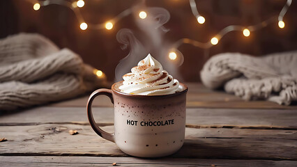 Comforting winter drink with whipped cream topping and seasonal touch	