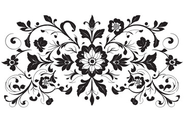 Elegant Black and White Floral Pattern with Intricate Designs