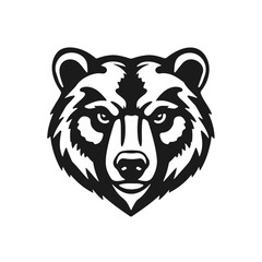 Bear head, wild animal emblem, fierce bear face, forest animal icon, vector illustration