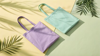 Summer Tote Bag Mockup Pastel Colors, Stylish Design, Perfect for Branding