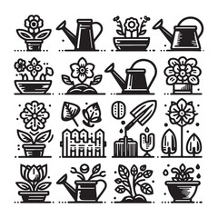Flowers related editable stroke outline icon set flat vector illustration