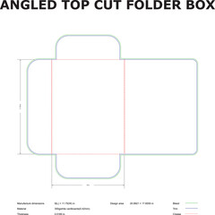 Angled top cut folder box template die-cut design