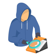 Phishing emails or texts isometric Concept, social engineering attack or email scraping vector icon design, White Collar Crime symbol, Computer crime Sign, security breakers stock illustration, 