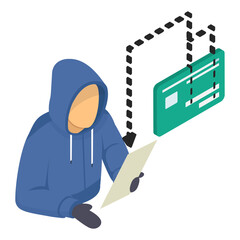 card skimmers or shimmers isometric Concept, Credit card fraud vector icon design, White Collar Crime symbol, Computer crime Sign, security breakers stock illustration