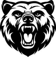Grizzly Bear Head Tattoo Design A Detailed Vector Illustration for Banners Advertisements and Graphic Projects Featuring Wildlife and Tattoo Art