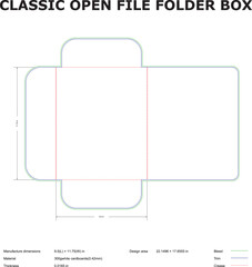 Classic open file folder box die cut template design