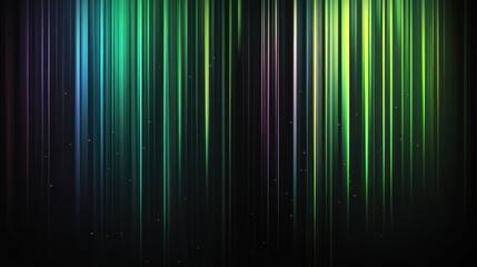 Abstract background with vertical light streaks in green, blue, and purple hues, and subtle sparkle.