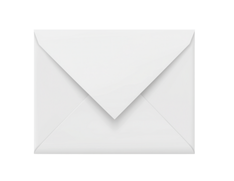 Realistic closed white envelope on transparent background