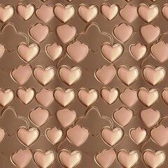 Seamless copper heart pattern with matte background.