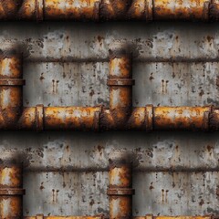 Seamless aged pipeline pattern with oxidized bolts.