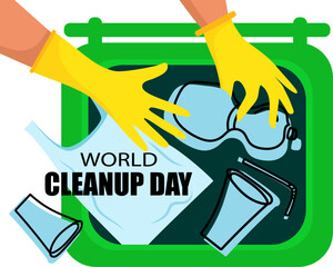 World Cleanup Day illustration. 20 September event. Environmental event. Cleanup day, World Earth Day. Vector illustration.