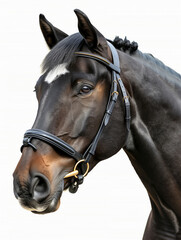 Fototapeta premium Portrait of a Dark Bay Horse with Bridle