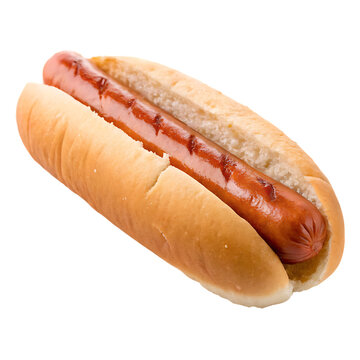 A plain hot dog isolated on a transparent background
