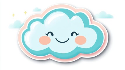 A simple outline of a smiling cloud sticker on a white background