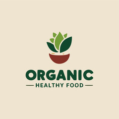 A playful organic food logo depicting cheerful fruits and vegetables in a circular arrangement, conveying a message of nutrition and community wellness in a fun way.