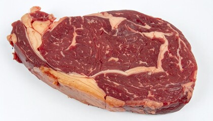 Obraz premium Argentinian Steak Bife de Chorizo (Sirloin Strip / Striploin) white background 