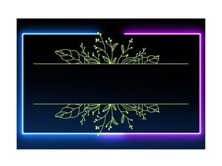 Neon Floral Frame with Gradient Glow