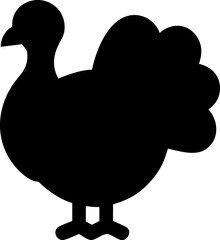 Turkey Silhouette Icon Simple Outline Design for Farm Thanksgiving or Food Related Projects and Graphic Elements for Various Applications