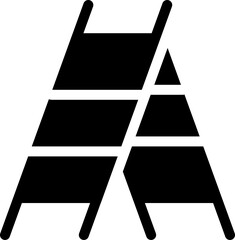 Step ladder icon. Silhouette style.