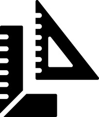 Ruler and triangle icon. Silhouette style.