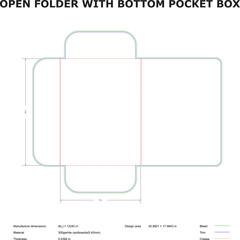 Open folder with bottom pocket box die-cut template
