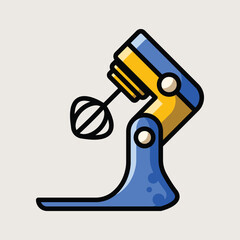 Electric Stand Mixer Machine for Baking and Dough Preparation in Flat Cartoon Vector