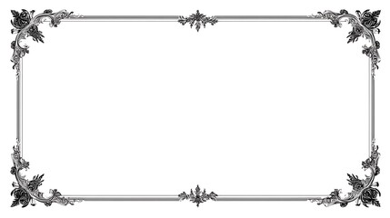 White background with elegant decorative borders on all four sides, featuring a vintage frame style and a blank center space, offering a minimal yet ornate design suitable for modern layouts or poster
