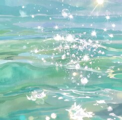 Obraz premium Dreamy watercolor artworks swirling gradients colorful Sparkling gold flecks fluid waves celestial starbursts Whimsical bubble shimmer metallic accents palettes artistic fluidity background wallpaper