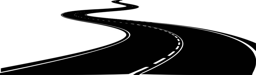 Winding road illustration in black and white © Mehedy