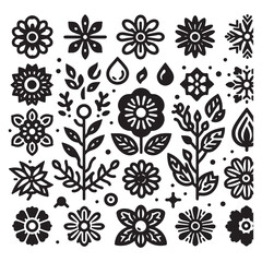 Flowers related editable stroke outline icon set flat vector illustration
