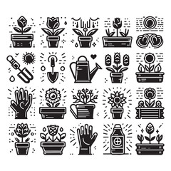 Flowers related editable stroke outline icon set flat vector illustration