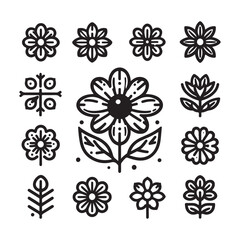 Flowers related editable stroke outline icon set flat vector illustration