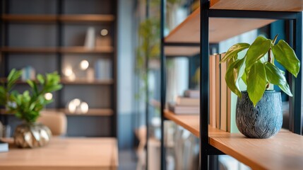 A zoom background:  Blur Shelves Storages