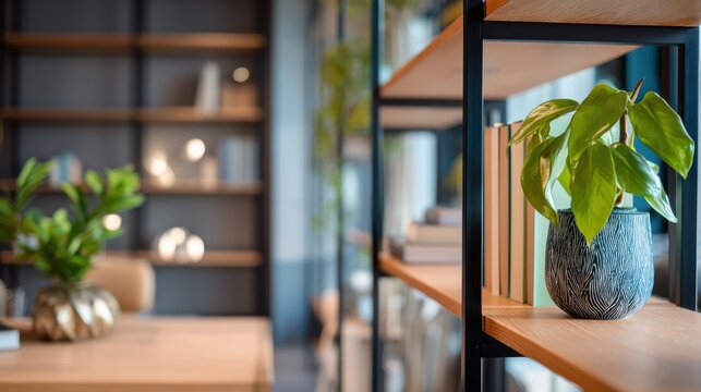 A zoom background: Blur Shelves Storages - Powered by Adobe