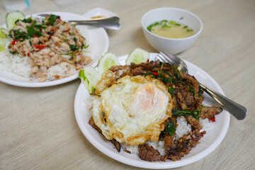 Thai food spicy mantis shrimp, Stomatopods and rice