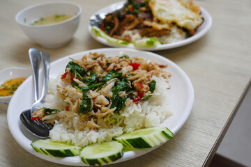 Thai food spicy crab and rice