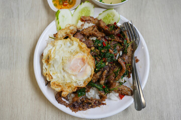 Thai food spicy mantis shrimp, Stomatopods and rice