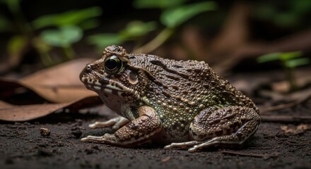 Fototapeta premium African Rain Frog, rain frog 4k hd high quality wallpaper background picture | Close-Up Realistic African Rain Frog in Rainy Natural Habitat