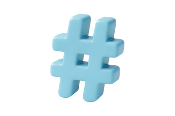 Obraz premium A light blue, three-dimensional hashtag symbol