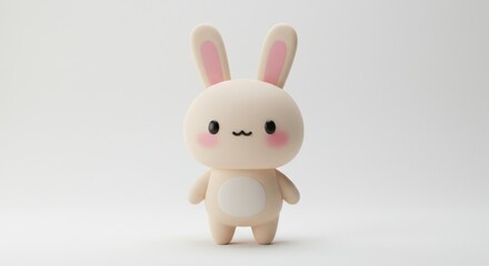 3D rendered cute rabbit, pastel colors