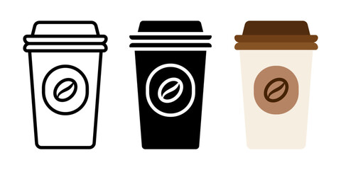 Coffee Cup icon set. for mobile concept and web design on white background