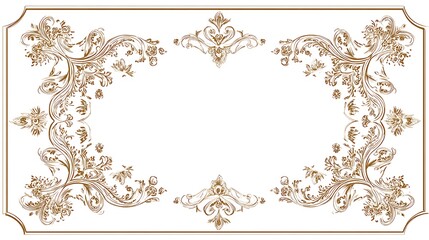 White background with elegant decorative borders on all four sides, featuring a vintage frame style and a blank center space, offering a minimal yet ornate design suitable for modern layouts or poster