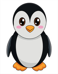 Adorable penguin with orange feet smiling