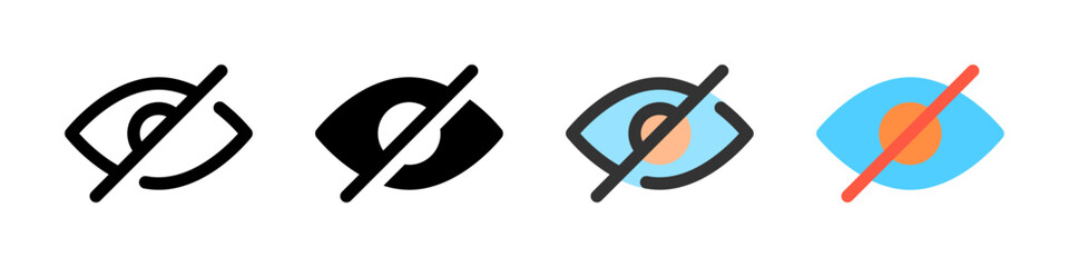 Icon set for hidden. Perfect for privacy apps or security features.