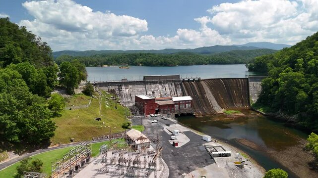 Aerial Drone Odyssey Over Ocoee River, Lake, and Dam, Tennessee