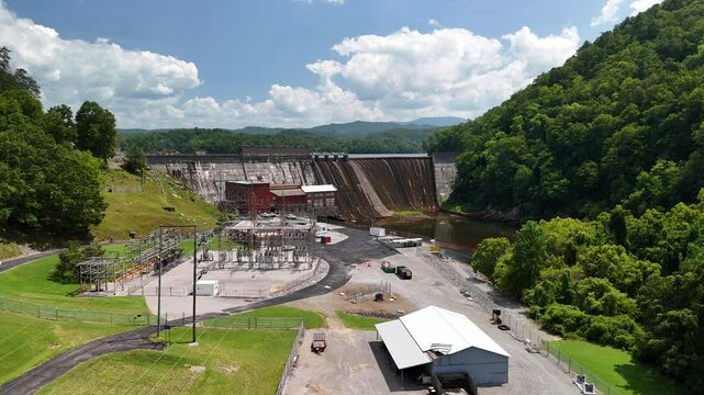 Aerial Drone Odyssey Over Ocoee River, Lake, and Dam, Tennessee