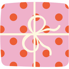 Pink Polka Dot Gift Package Festive Illustration