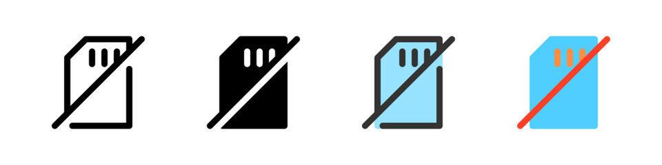 Icon set for SIM card not detected. Great for telephony apps or error UI.