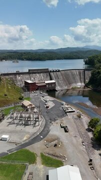 Aerial Drone Odyssey Over Ocoee River, Lake, and Dam, Tennessee