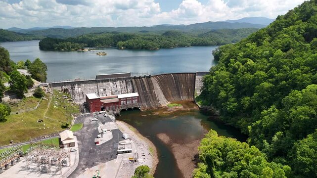 Aerial Drone Odyssey Over Ocoee River, Lake, and Dam, Tennessee